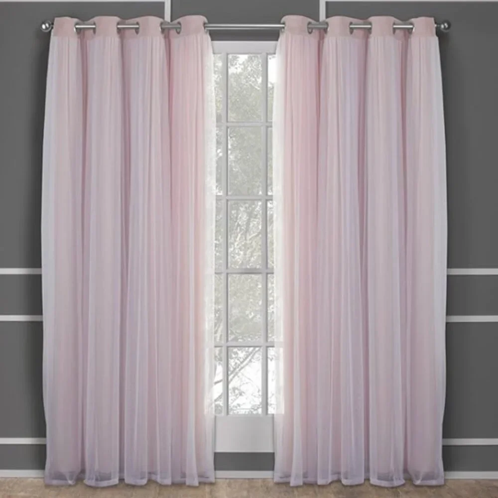 LUXE Talia Double Layer Indoor Curtains – Sheer & Blackout, 2 Panels, 52